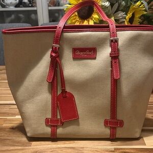 Dooney & Bourke Red and Beige Tote